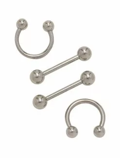 14G Basic Steel Nipple Barbell 4 Pack