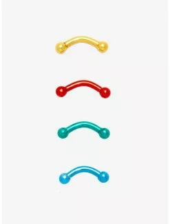 Steel Anodized Teal Blue Eyebrow Barbell & Retainer 4 Pack
