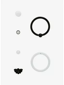 Steel Flower Black & White Nose Stud & Hoop 6 Pack 7 Steel Flower Black & White Nose Stud & Hoop 6 Pack -Hoodies And Sweaters Shop 11790377 av2