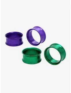 Acrylic Purple & Green Tunnel Plug 4 Pack