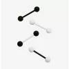 14G Steel Black & White Barbell 4 Pack