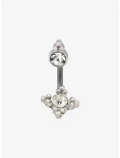 14G Steel CZ Filigree Navel Barbell