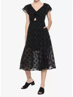 Black Planchette Tie-Front Midi Dress -Hoodies And Sweaters Shop 14918091 av1