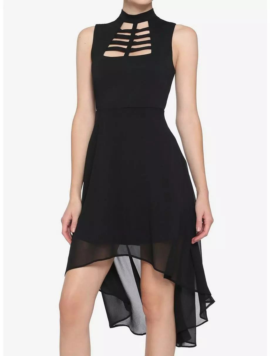 Black Caged Front Hi-Low Dress 3 Black Caged Front Hi-Low Dress