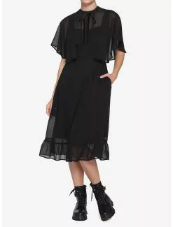 Black Sheer Capelet Midi Dress 6 Black Sheer Capelet Midi Dress -Hoodies And Sweaters Shop 15659412 av1
