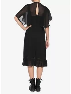 Black Sheer Capelet Midi Dress 7 Black Sheer Capelet Midi Dress -Hoodies And Sweaters Shop 15659412 av2