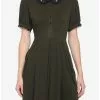 Forest Green Embroidered Collar Dress