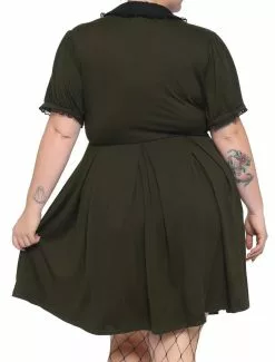Forest Green Embroidered Collar Dress Plus Size 7 Forest Green Embroidered Collar Dress Plus Size -Hoodies And Sweaters Shop 16303315 av1