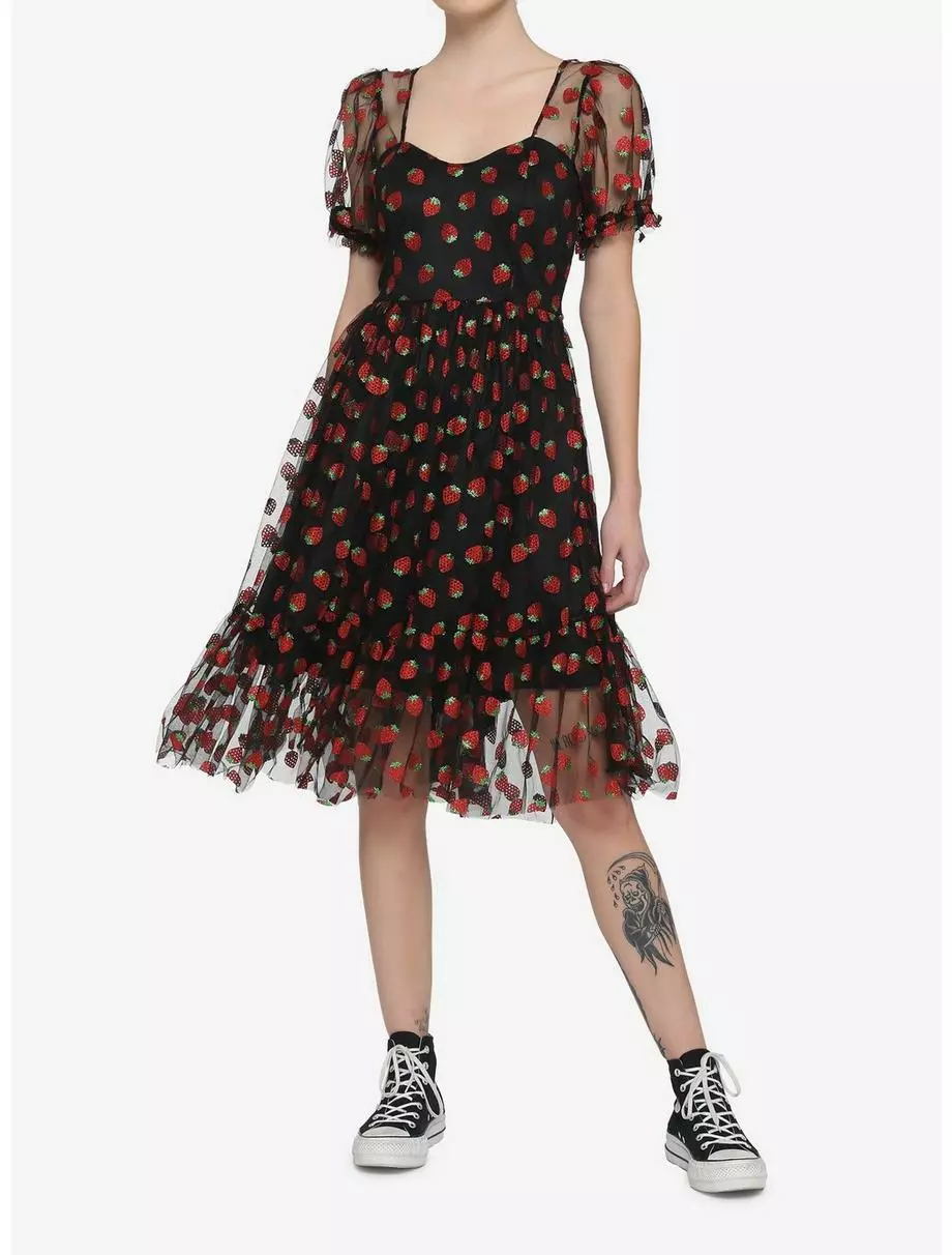 Strawberry Glitter Mesh Dress 4 Strawberry Glitter Mesh Dress - Image 2
