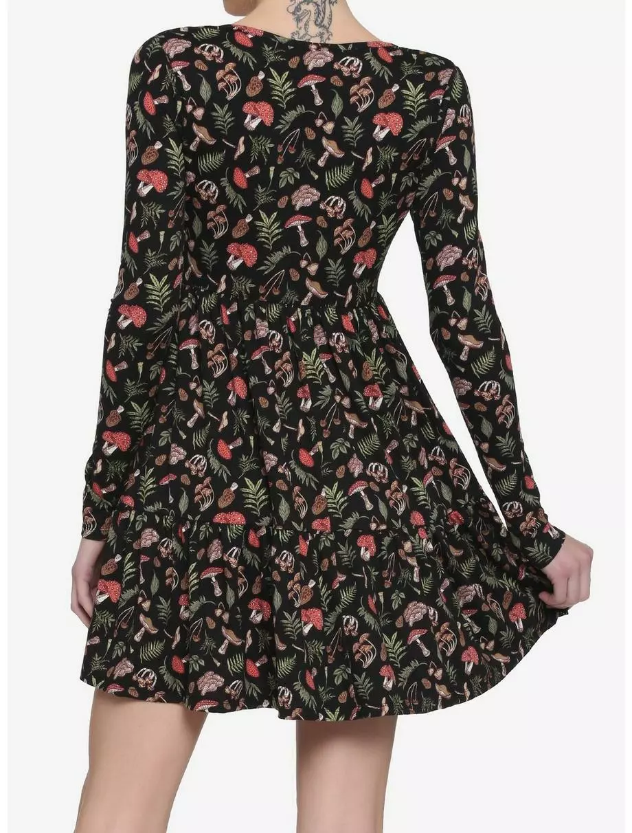 Woodland Mushroom Tiered Long-Sleeve Dress 5 Woodland Mushroom Tiered Long-Sleeve Dress - Image 3