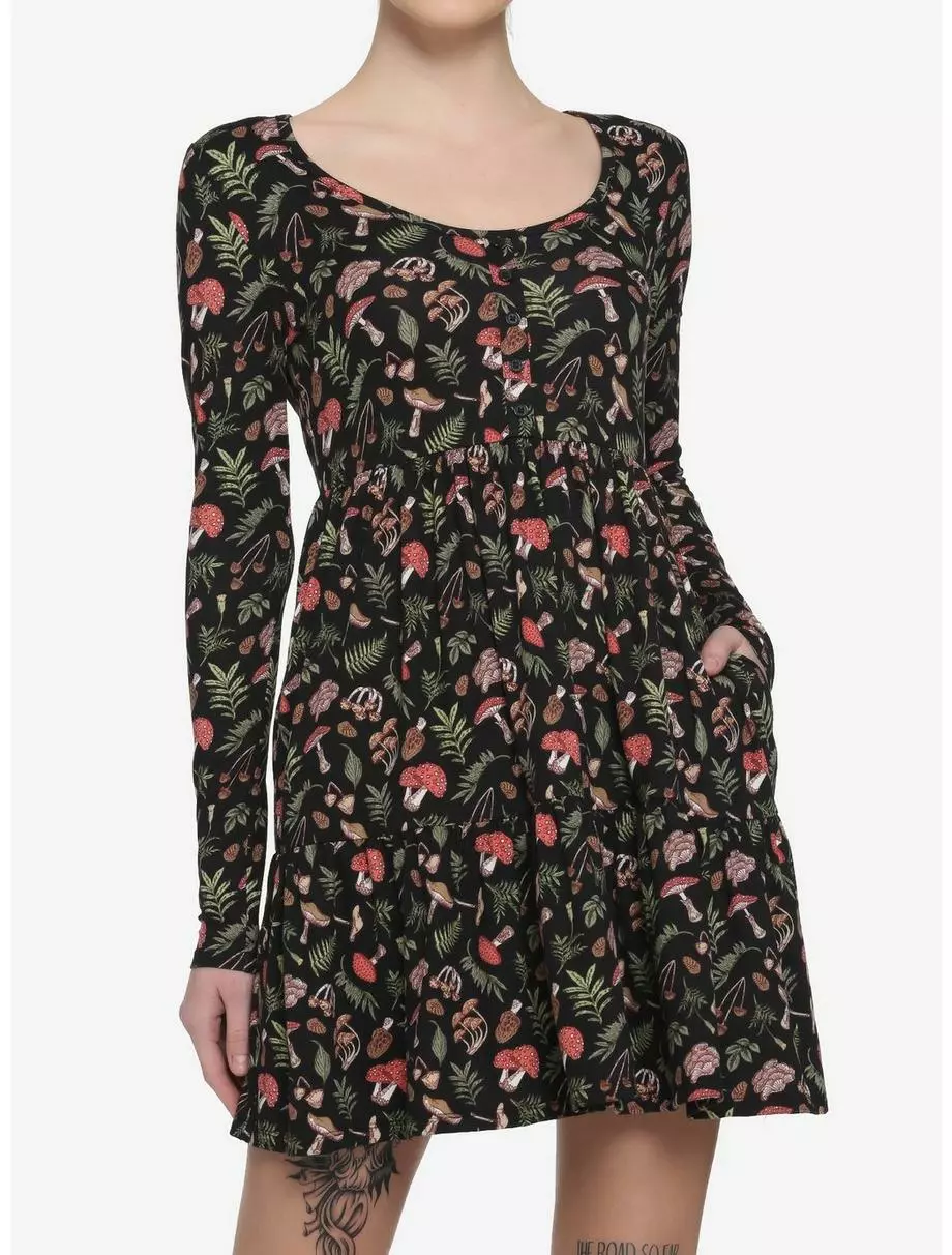Woodland Mushroom Tiered Long-Sleeve Dress 3 Woodland Mushroom Tiered Long-Sleeve Dress