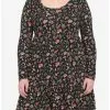 Woodland Mushroom Tiered Long-Sleeve Dress Plus Size