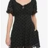 Black Flocked Heart Babydoll Dress 1 Black Flocked Heart Babydoll Dress -Hoodies And Sweaters Shop 16916106 hi
