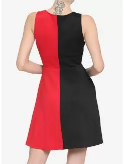 Red & Black Split Skater Dress -Hoodies And Sweaters Shop 16916199 av2