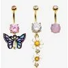 14G Gold Steel Butterfly Daisy Navel Barbell 3 Pack 2 14G Gold Steel Butterfly Daisy Navel Barbell 3 Pack -Hoodies And Sweaters Shop 16963529 hi