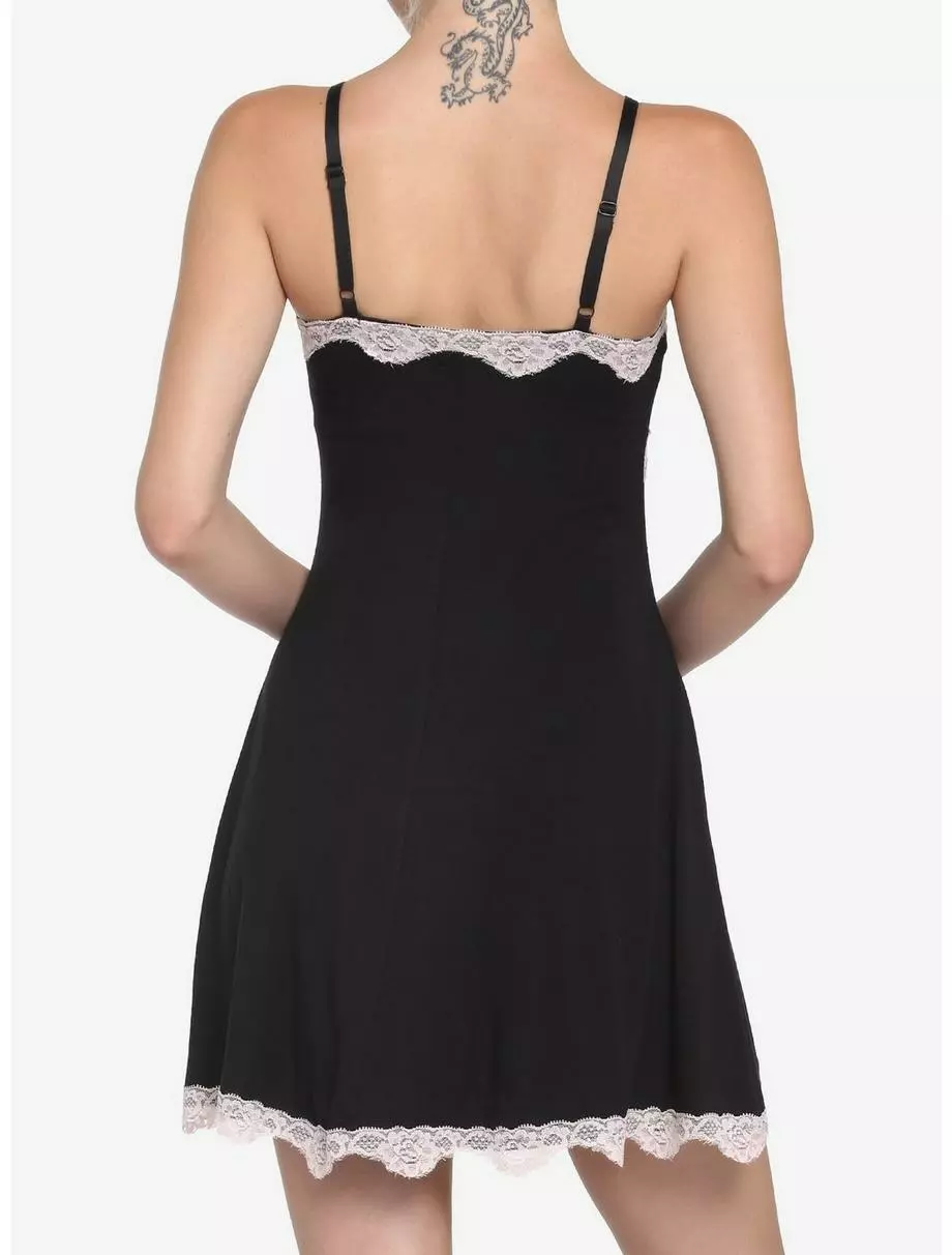 Pink Lace Trim Slip Dress 5 Pink Lace Trim Slip Dress - Image 3