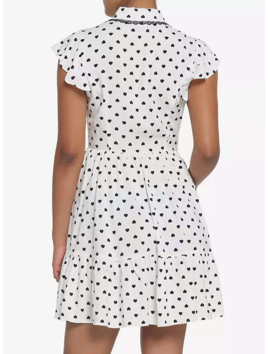 White & Black Heart Collar Dress 5 White & Black Heart Collar Dress - Image 3