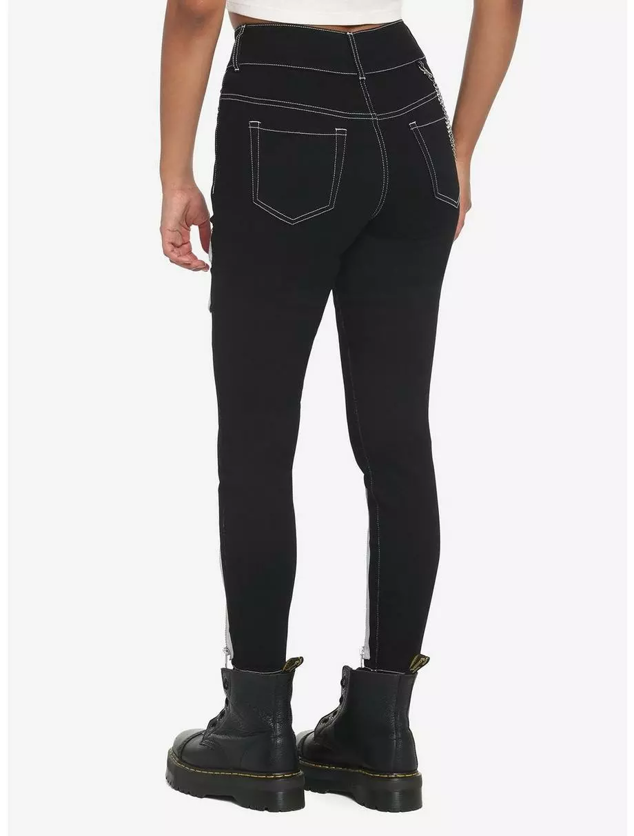 Black & White Zipper Super Skinny Jeans 4 Black & White Zipper Super Skinny Jeans - Image 2