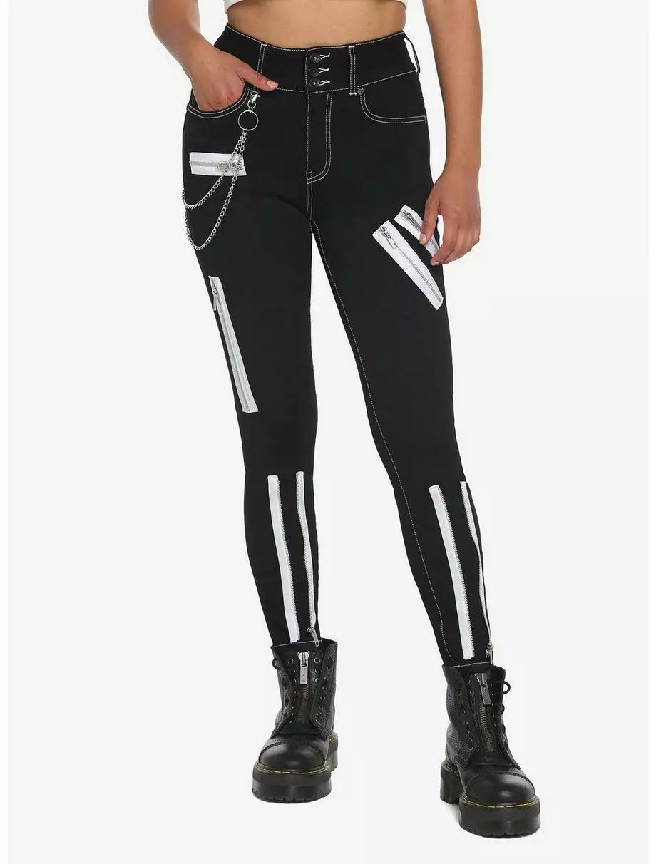 Black & White Zipper Super Skinny Jeans 3 Black & White Zipper Super Skinny Jeans