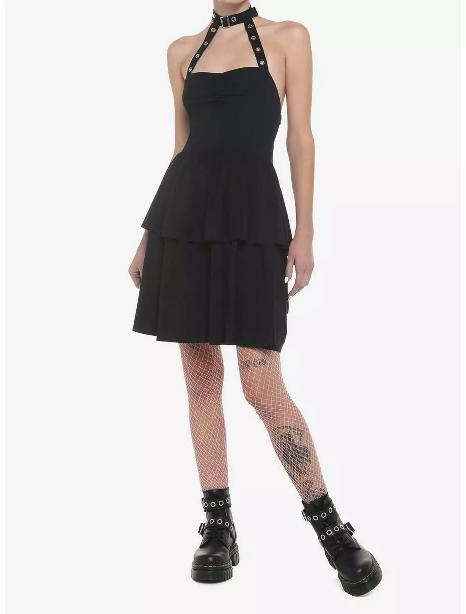 SOCIALCOLLISION Black Choker Tiered Dress 4 SOCIALCOLLISION Black Choker Tiered Dress - Image 2