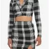 Black & White Plaid Crop Blazer & Skirt Set 1 Black & White Plaid Crop Blazer & Skirt Set -Hoodies And Sweaters Shop 17912820 hi