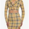 Yellow Plaid Crop Blazer & Skirt Set 1 Yellow Plaid Crop Blazer & Skirt Set -Hoodies And Sweaters Shop 17912828 hi