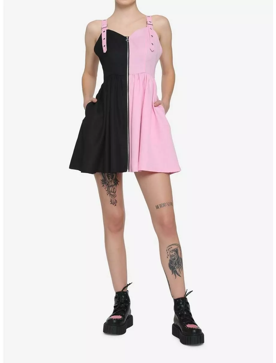 Pink & Black Split Sweetheart Dress 4 Pink & Black Split Sweetheart Dress - Image 2