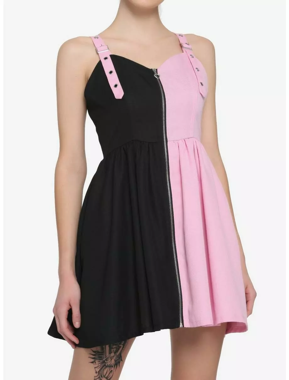 Pink & Black Split Sweetheart Dress 3 Pink & Black Split Sweetheart Dress
