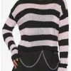 SOCIALCOLLISION Black & Pink Stripe Girls Crop Sweater -Hoodies And Sweaters Shop 18098496 hi