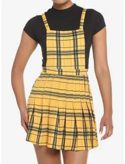 Yellow Plaid Twofer Skirtall