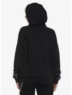 SOCIALCOLLISION Black Cutout Grommet Girls Hoodie -Hoodies And Sweaters Shop 18523834 av2
