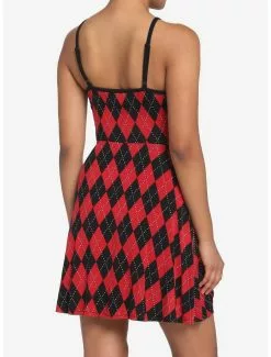 SOCIALCOLLISION Red & Black Argyle Dress -Hoodies And Sweaters Shop 18653454 av2