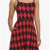 SOCIALCOLLISION Red & Black Argyle Dress 2 SOCIALCOLLISION Red & Black Argyle Dress -Hoodies And Sweaters Shop 18653454 hi