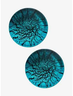 Glass Blue Crackle Plug 2 Pack