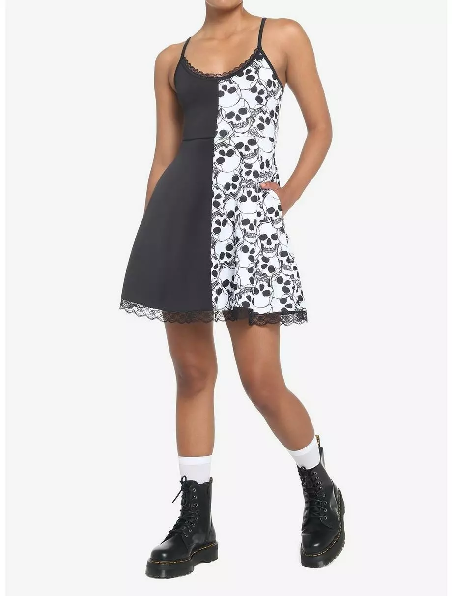SOCIALCOLLISION Black Skull Split Dress 4 SOCIALCOLLISION Black Skull Split Dress - Image 2