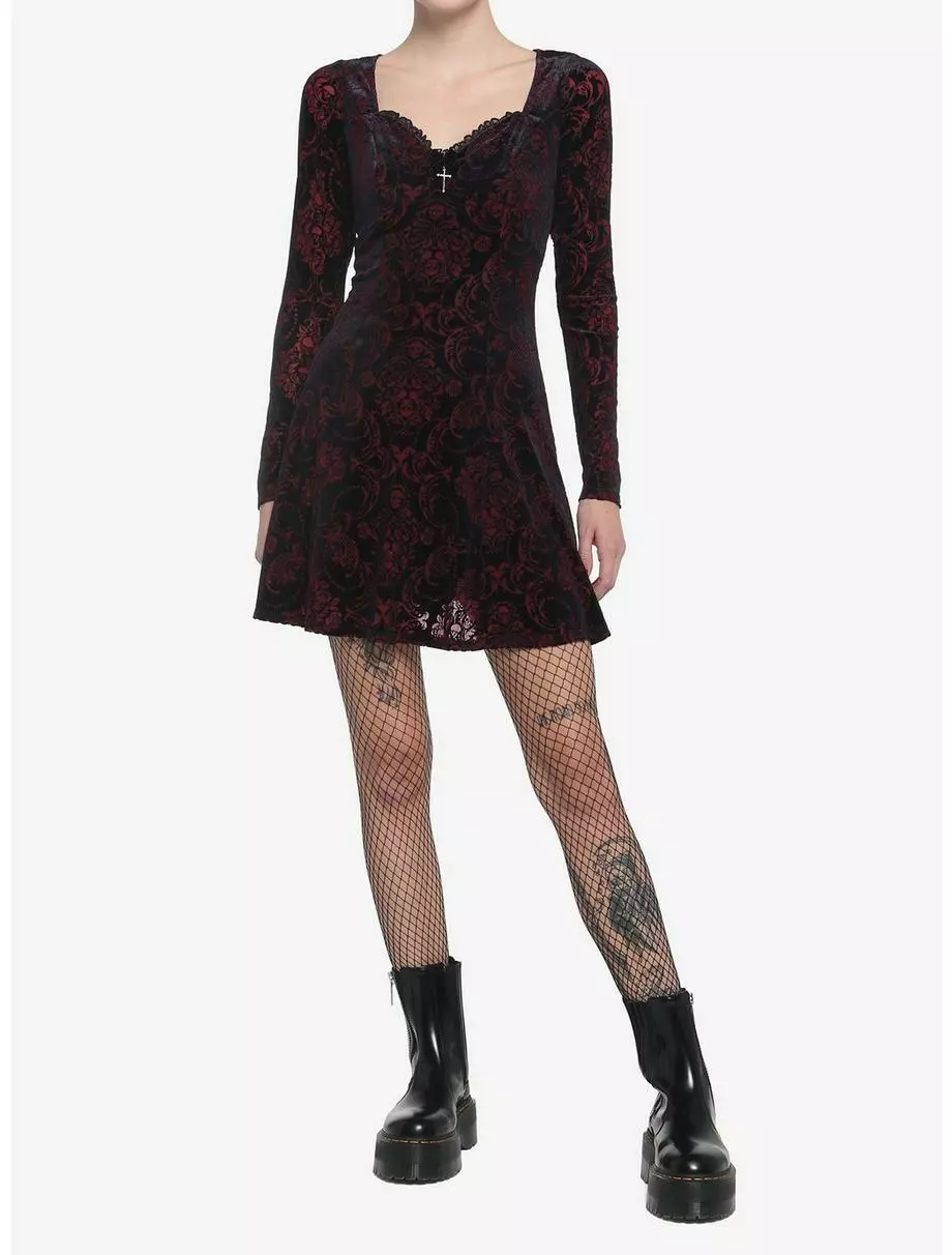 COSMICAURA Velvet Damask Long-Sleeve Dress 4 COSMICAURA Velvet Damask Long-Sleeve Dress - Image 2