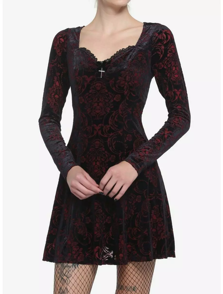 COSMICAURA Velvet Damask Long-Sleeve Dress 3 COSMICAURA Velvet Damask Long-Sleeve Dress