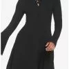 COSMICAURA Black Lace-Up Front Hooded Dress 2 COSMICAURA Black Lace-Up Front Hooded Dress -Hoodies And Sweaters Shop 18815379 hi