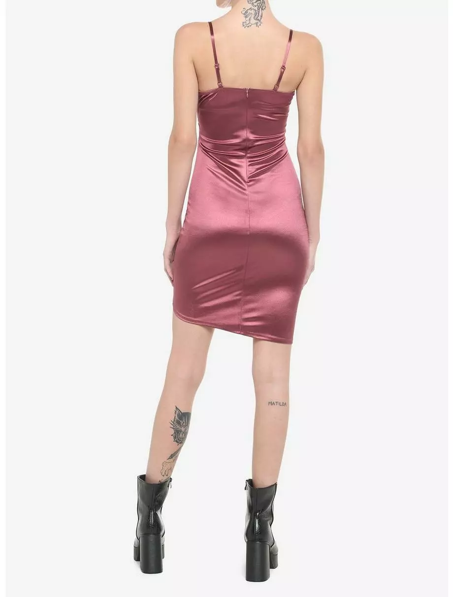 Mauve Ruched Strappy Dress 5 Mauve Ruched Strappy Dress - Image 3