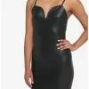 Black Faux Leather V-Neck Mini Dress 2 Black Faux Leather V-Neck Mini Dress -Hoodies And Sweaters Shop 18874447 hi