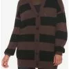 SOCIALCOLLISION Black & Brown Stripe Oversize Girls Cardigan -Hoodies And Sweaters Shop 18921981 hi