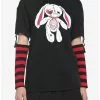 Black & Red Bunny Girls Detachable Sleeve Hoodie -Hoodies And Sweaters Shop 19038194 hi