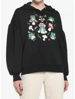 Black Kawaii Frogs Girls Hoodie