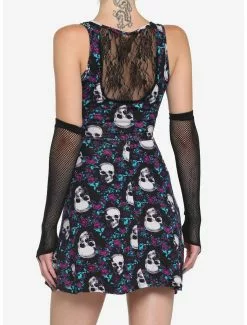 Skulls & Flowers Skater Dress With Lace Back -Hoodies And Sweaters Shop 19045913 av2