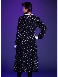 Wednesday Icons Collar Long-Sleeve Dress 7 Wednesday Icons Collar Long-Sleeve Dress -Hoodies And Sweaters Shop 19281950 av2