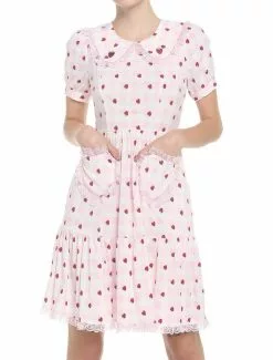SWEETSOCIETY Strawberry Gingham Collar Dress