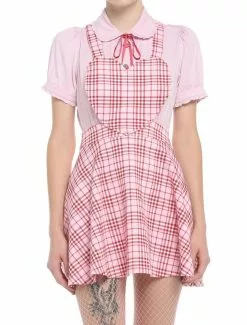 SWEETSOCIETY Pink & Red Plaid Heart Skirtall