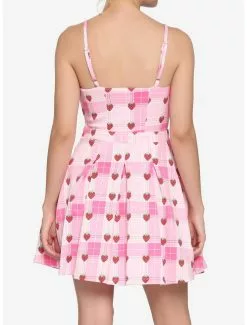 Strawberry Plaid Lace-Up Dress 7 Strawberry Plaid Lace-Up Dress -Hoodies And Sweaters Shop 19377706 av2