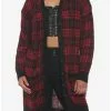 SOCIALCOLLISION Red & Black Plaid Oversized Girls Cardigan 1 SOCIALCOLLISION Red & Black Plaid Oversized Girls Cardigan -Hoodies And Sweaters Shop 19384978 hi