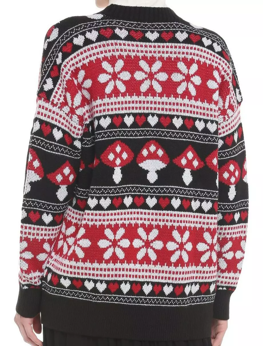 SWEETSOCIETY Mushrooms & Hearts Fair Isle Girls Oversized Cardigan 5 SWEETSOCIETY Mushrooms & Hearts Fair Isle Girls Oversized Cardigan - Image 3